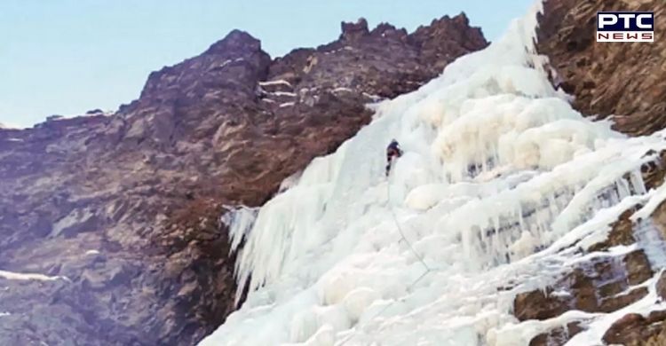 Himachal Pradesh: Frozen waterfalls attract ice climbers to Lahaul valley