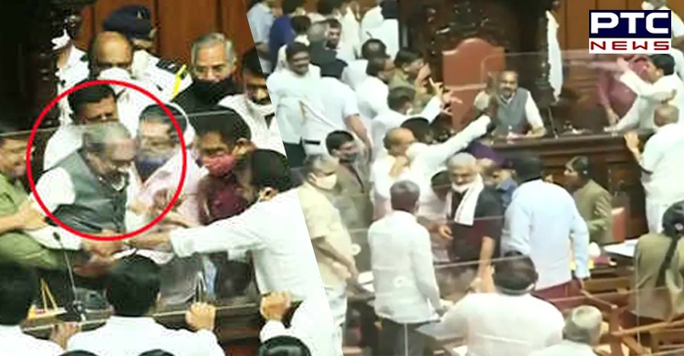 Congress MLCs in Karnataka Assembly forcefully remove chairman of legislative council [VIDEO]
