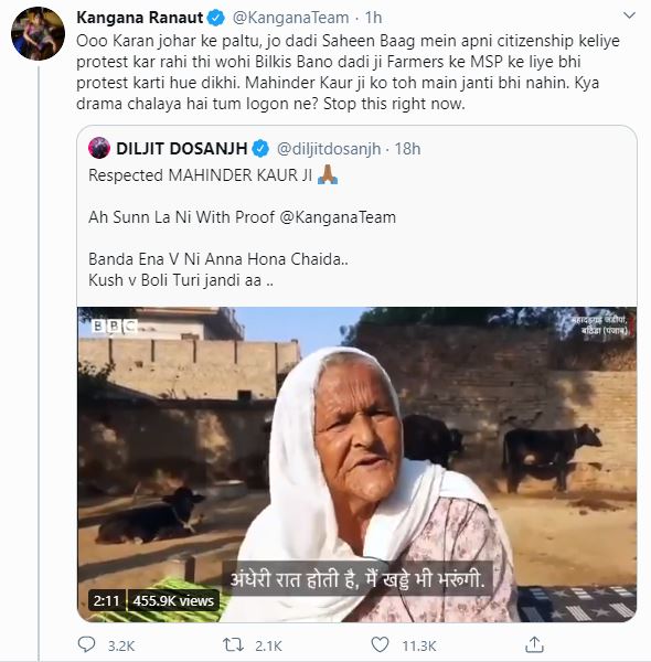 Twitter War over Diljit and Kangana