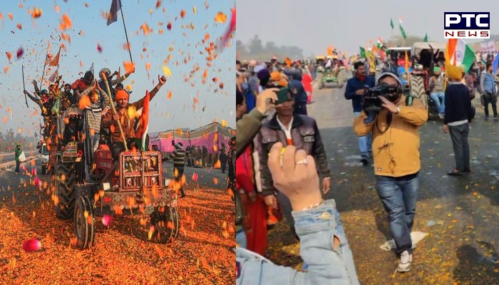 Farmers Tractor Parade : ਕਿਸਾਨਾਂ ਦੇ ਕਾਫ਼ਲੇ 'ਤੇ ਦਿੱਲੀ ਵਾਸੀਆਂ ਨੇ ਕੀਤੀ ਫੁੱਲਾਂ ਦੀ ਵਰਖਾ