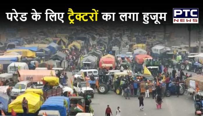 Thousands of farmers arrived at border carrying tractors for the 26 January Parade (2) Farmers Tractor March