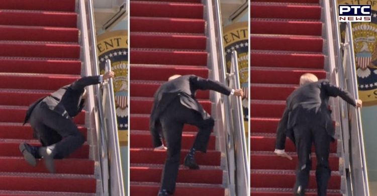 US President Joe Biden stumbles while trying to board Air Force One [VIDEO]