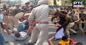 Teachers Protest Moti Mahal in Patiala, police lathicharge on Female Teacher
