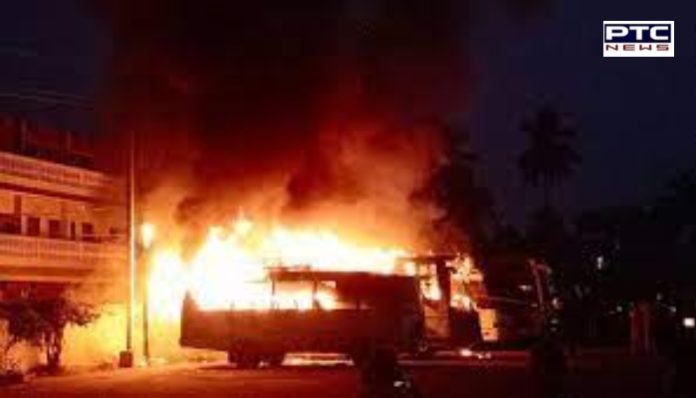 buses fire 2 Madhya Pradesh : Seven buses gutted in fire at Damoh bus stand