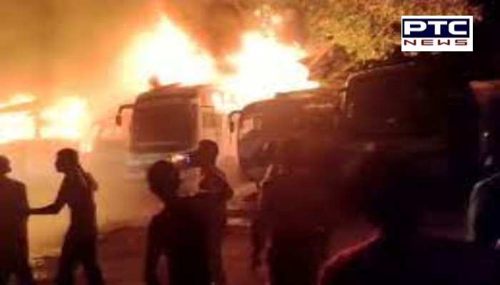 Madhya Pradesh : Seven buses gutted in fire at Damoh bus stand