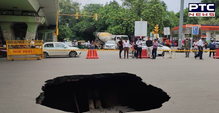 Delhi road caves in, traffic diverted