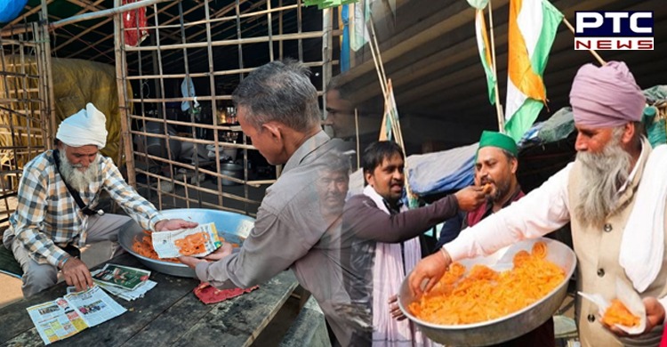 Farmers distribute sweets at Gazipur border after announcement on repeal of farm laws