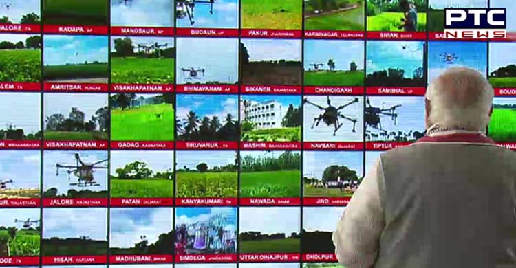 PM Narendra Modi flags off 100 Kisan drones to spray pesticides in farms across India