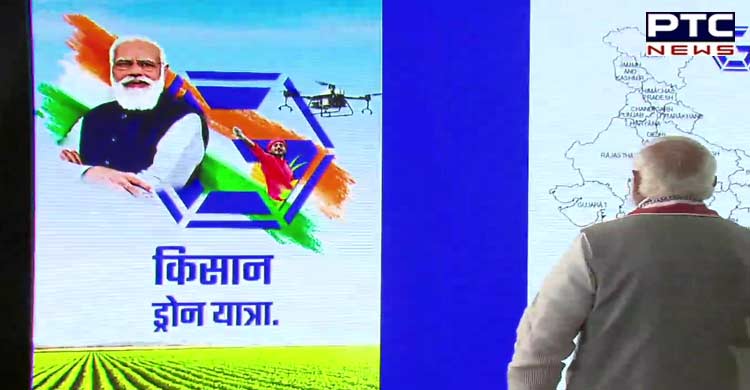 PM Narendra Modi flags off 100 Kisan drones to spray pesticides in farms across India