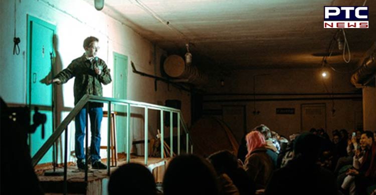 Ukrainian comedians perform in bomb shelter