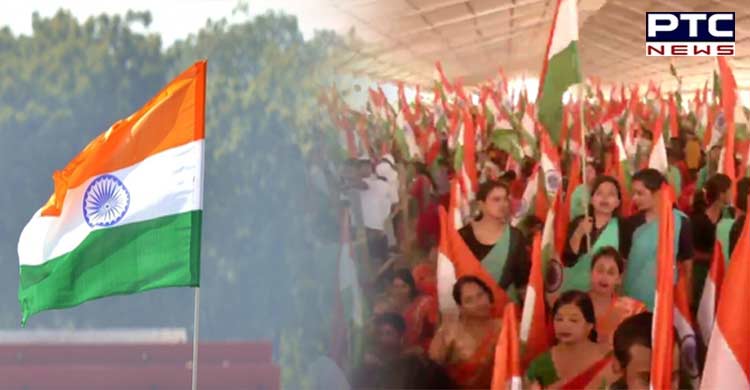 75,000 Indians wave National Flag to break Pak record; Amit Shah witnesses event