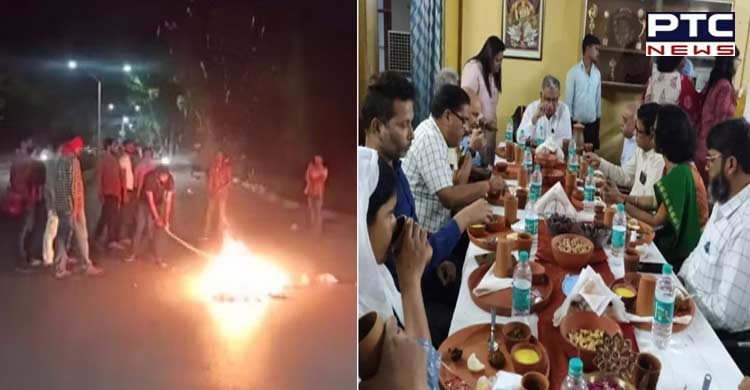 Banaras Hindu University students protest against VC's Iftar party, burn his effigy