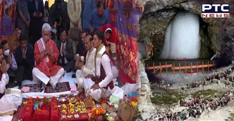 J-K LG Manoj Sinha lays foundation stone for Amarnath Shrine Board office in Srinagar