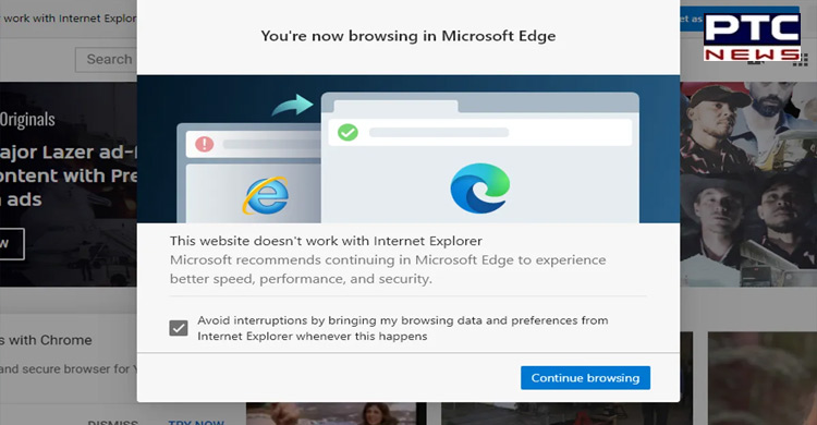 Internet Explorer users will now be redirected to Edge browser