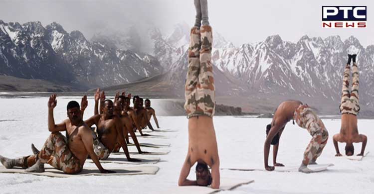 ITBP personnel perform Yoga at 19,000 feet in sub-zero temperature locations