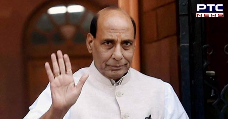 Chandigarh: Defence Minister Rajnath Singh arrives to participate in 90th IAF Day celebrations