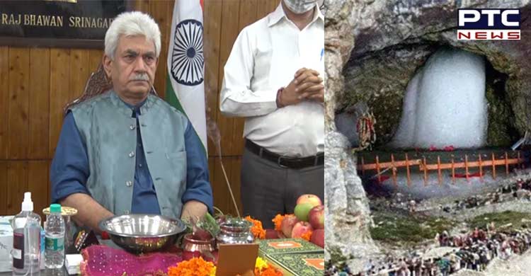 Amarnath Yatra: J-K LG Manoj Sinha offers 'Samapan pooja' at Raj Bhawan