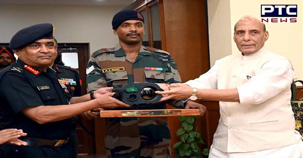 Union Minister Rajnath Singh hands over indigenous defence systems to Indian Army