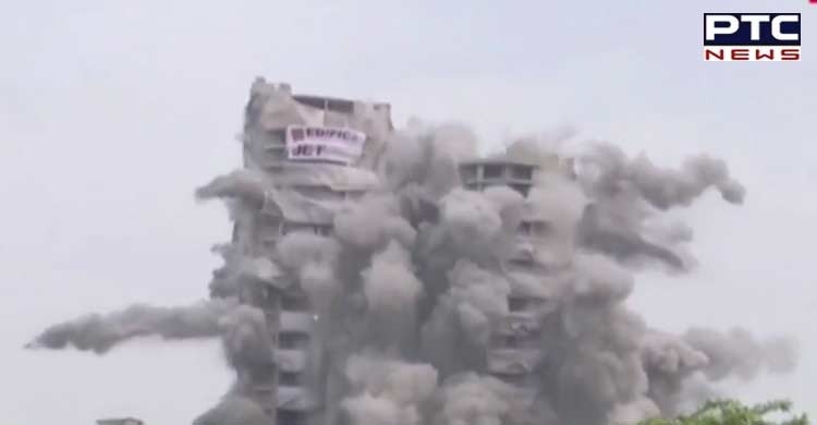 WATCH VIDEO: 9-year-old controversial building Noida’s Supertech twin tower blasted to dust in 9 seconds