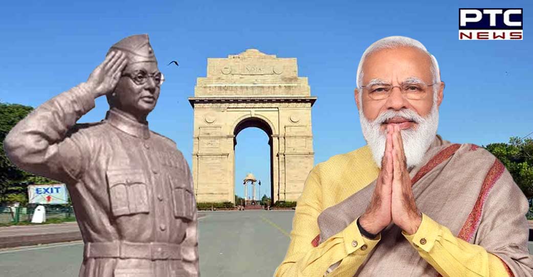 PM Modi unveils 28ft statue of Netaji Subhas Chandra Bose