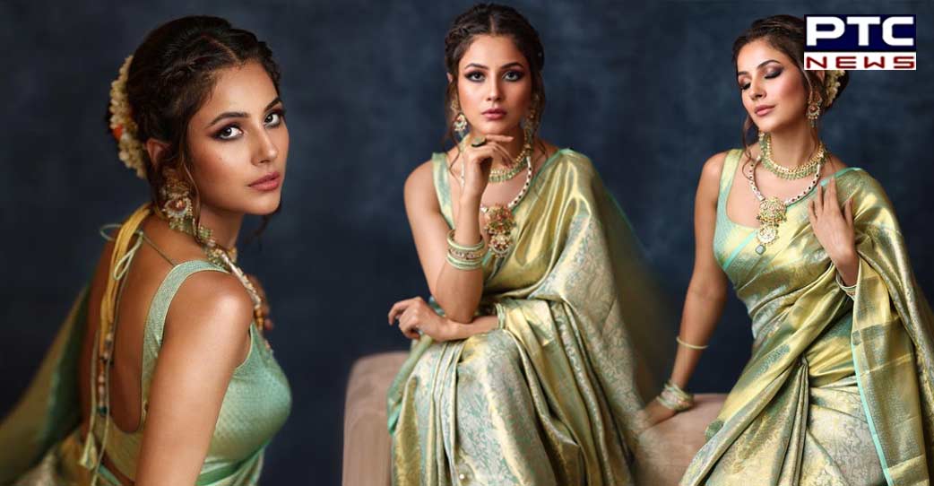 Shehnaaz Gill gives desi girl vibes in saree, gajra in her hair