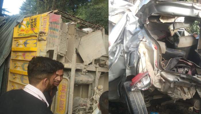 शिमला के छराबड़ा में सेब से लदा ट्रक कार पर पल्टा, 3 की मौत