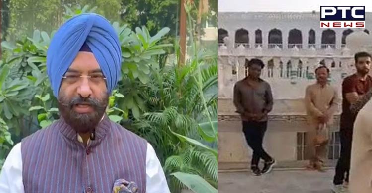 Film crew shoots movie inside Gurdwara Panja Sahib while wearing shoes