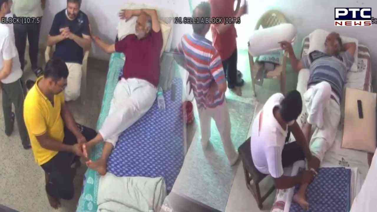 Jailed AAP minister Satyendar Jain gets massage inside Tihar, video goes viral