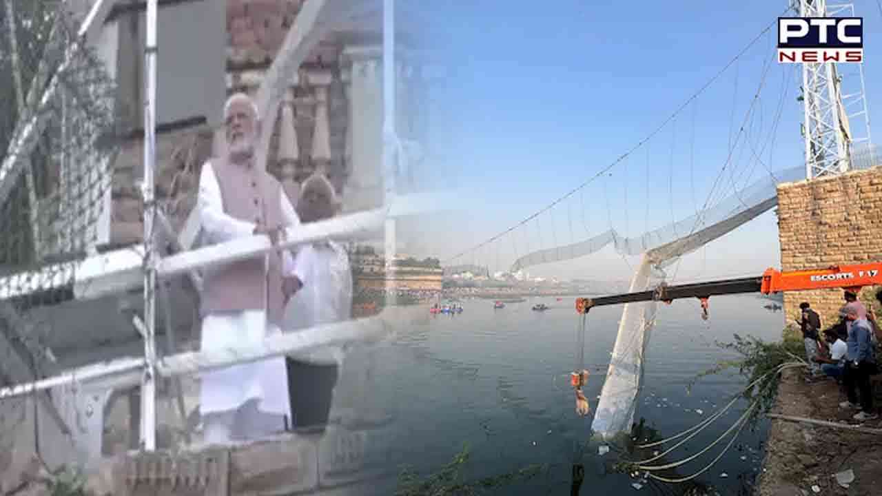PM Modi visits bridge collapse site in Gujarat's Morbi; briefed on rescue and relief operations