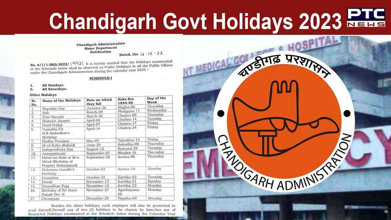 Chandigarh Administration Holidays List 2023 Check list in detail