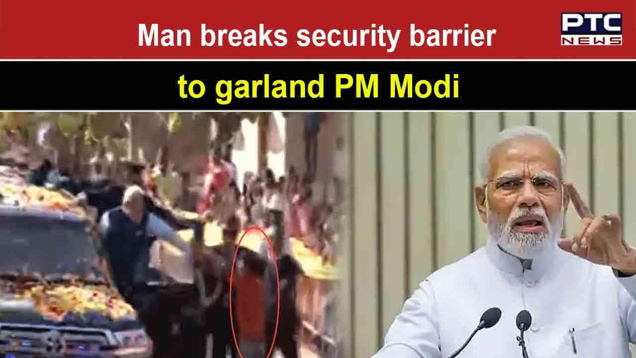 Youth Breaks Barricade To Offer Garland To PM Modi In Karnataka