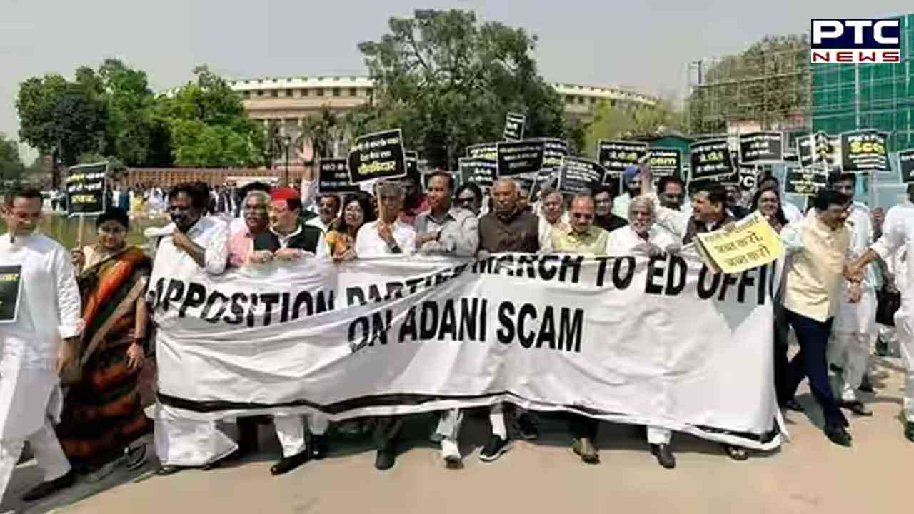 Parliament Budget Session: Oppn stages protest over Adani issue