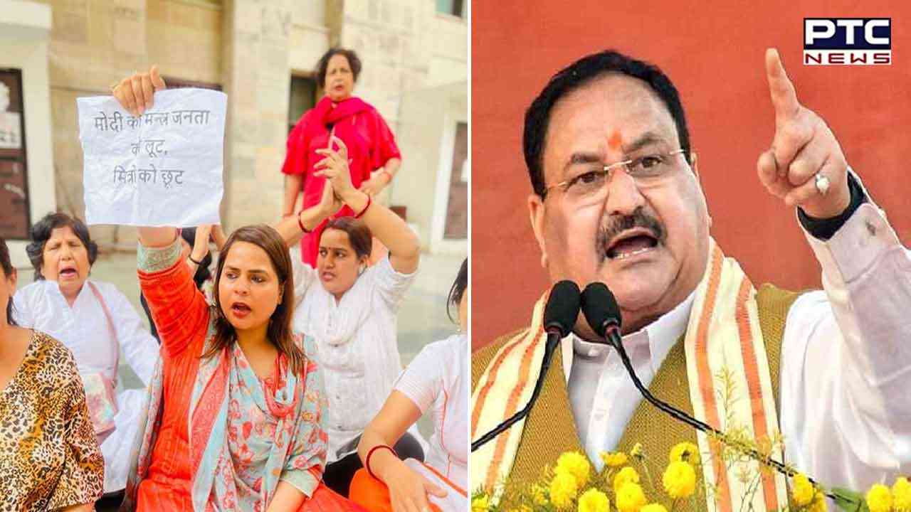 Congress leaders stage protest outside Nadda’s residence over his remark against Rahul Gandhi